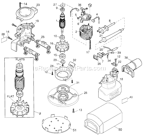 Page A Diagram and Parts List for 6160 Type 1 Black and Decker Orbital or Palm Sander